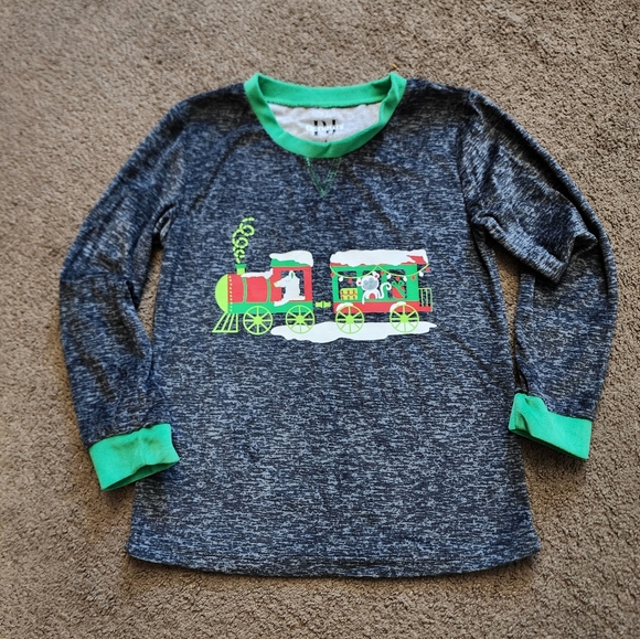 Grey/Green Christmas Train Pajamas, Kid's 6 - Picture 3 of 7